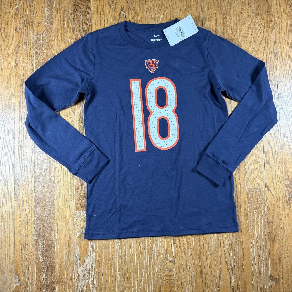 Chicago Bears Shirt Boys Large Blue NFL Football Caleb Williams Nike Long Sleeve